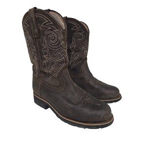 Rocky Men's RKW0434 MonoCrepe 12" Steel Toe Western Boot Brown Size 11.5W
